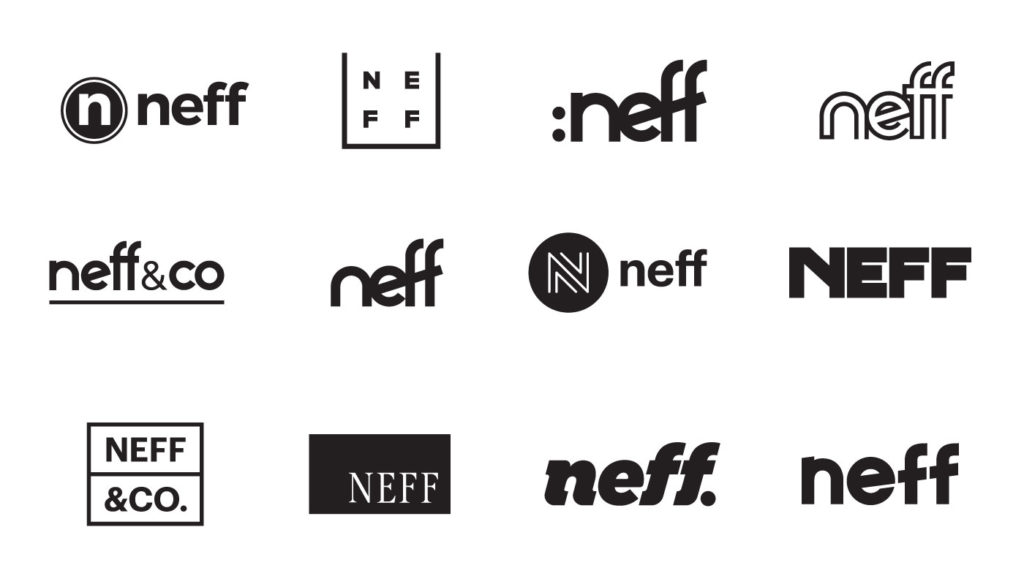 Potential logo solutions for the Neff agency rebrand