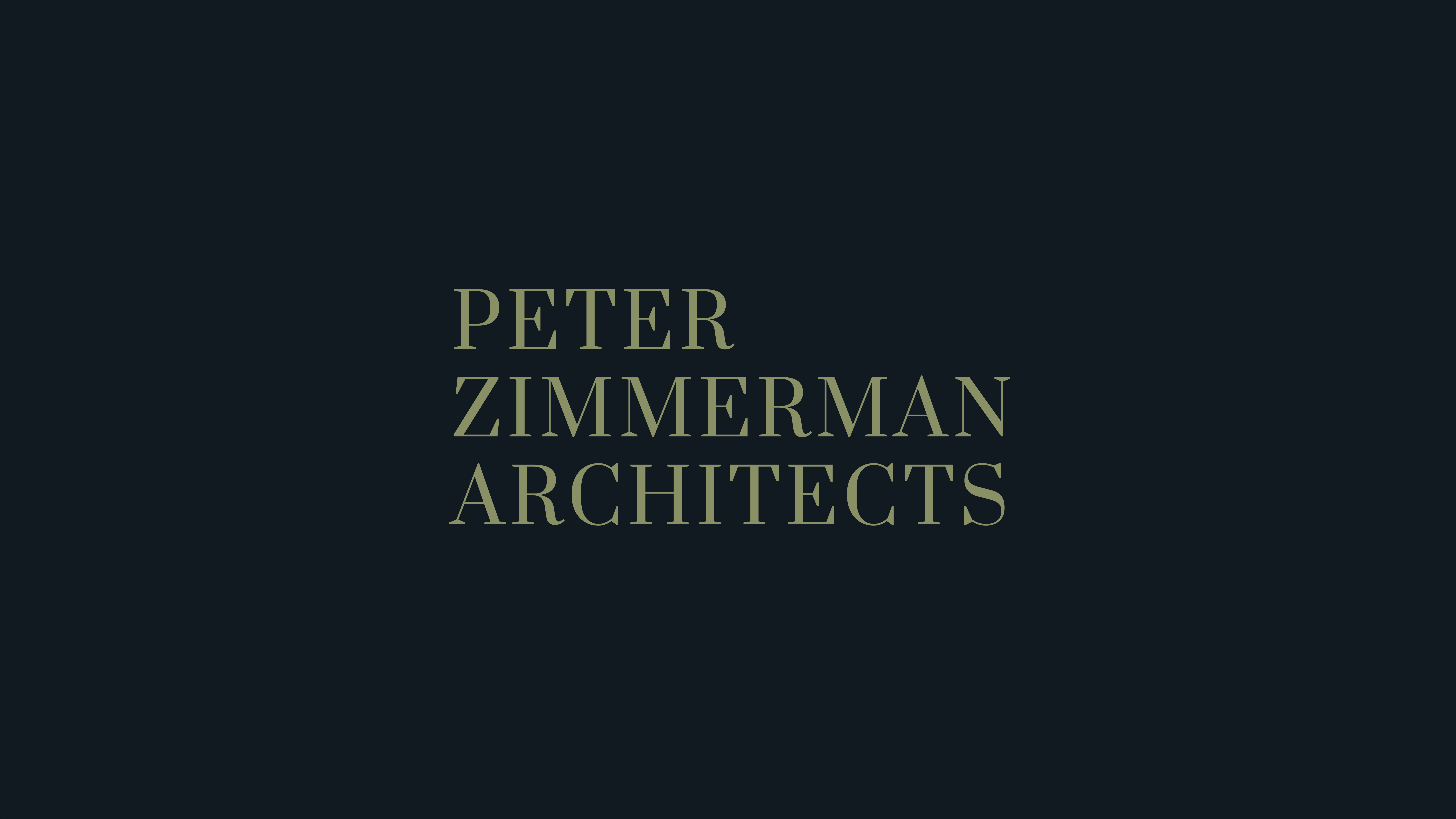 The secondary logo for Peter Zimmerman Architects demonstrates the use of a serif font.