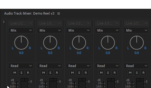 Open the audio track mixer and click the arrow on the far left side of the frame. 